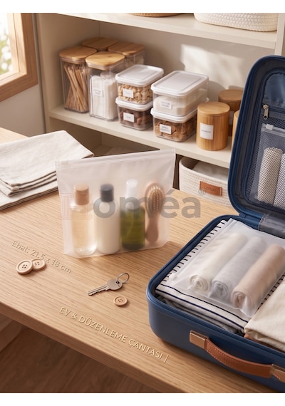 10 Lu Fermuarlı Organizer Çanta Seti 21.5x18 Cm Çok Amaçlı Makyaj, Seyahat Ve Düzenleme Çantası Şeffaf