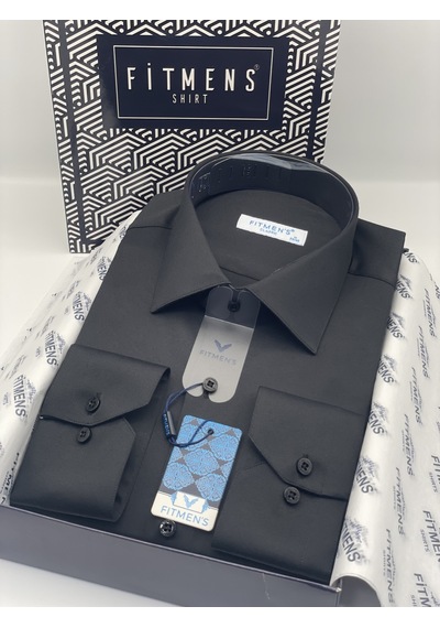 Fitmens Klasik Uzun Kol Cepsiz Likralı Rahat Kumaş Erkek Gömlek Fs-004517 - Siyah-3187