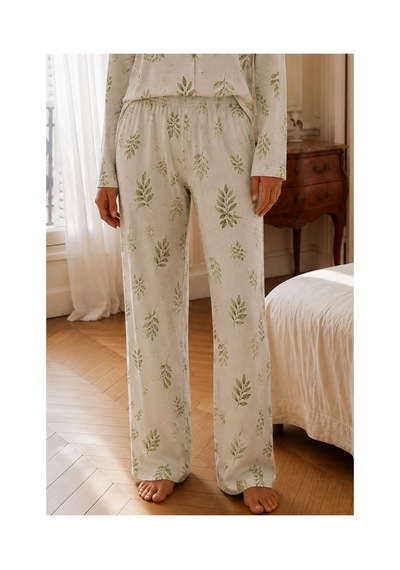 Fit Women Kadın Relax Fit Düğme Çağla Yeşili Pijama Takımı