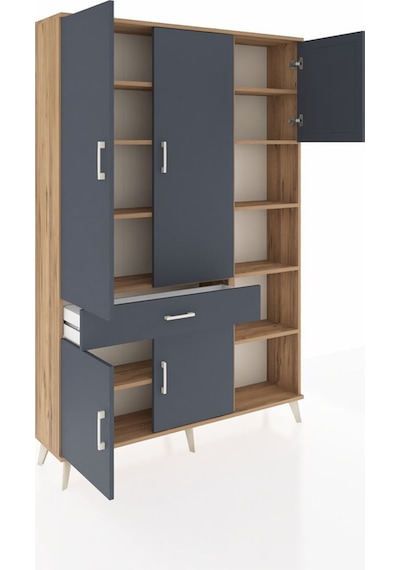 Arges Dolap 10 Raflı Tek Çekmeceli 5 Kapaklı 132x30x195 Çam-antrasit/antrasit Antrasıt/antrasıt Arges Dolap 10 Raflı Tek Çekmeceli 5 Kapaklı 132x30x195 Çam-antrasit/antrasit Antrasıt/antrasıt
