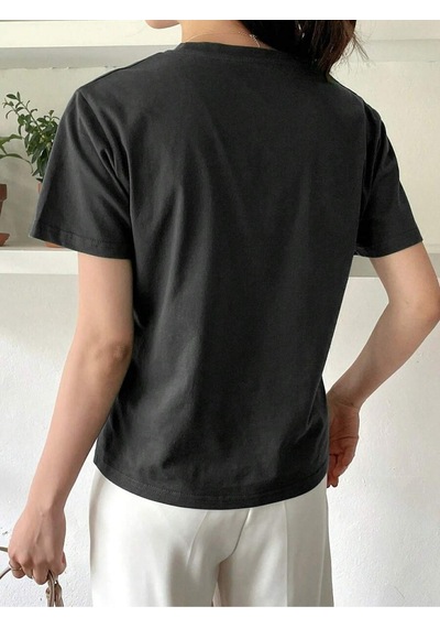 Uyguntarz Unisex Sunshine Smiling Baskılı Tasarım Tshirt Siyah