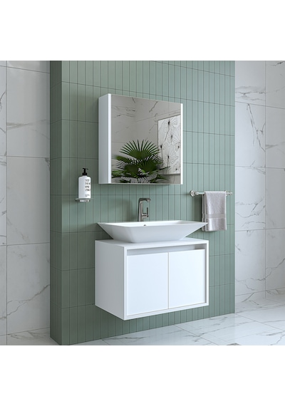 Banos Banyo Roomart Tm7.2 Lavabolu Mat Beyaz Mdf 65 Cm Banyo Dola Mat Beyaz