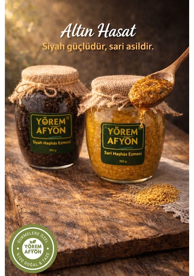 Yörem Afyon Meşhur Afyonkarahisar Taş Değirmende Öğütülmüş Cam Siyah Haşhaş Ezmesi 350gr.