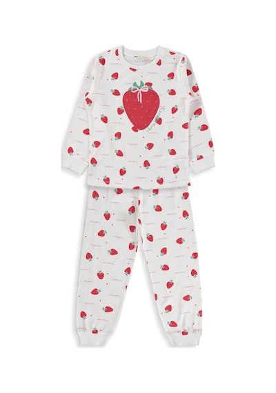 Civil Girls Kız Çocuk Çilek Desenli Pijama Takımı Süprem-süprem Uzun Kol Okul Kreş Ve Günlük Kullanım - Ekru Civil Girls Kız Çocuk Çilek Desenli Pijama Takımı Süprem-süprem Uzun Kol Okul Kreş Ve Günlük Kullanım - Ekru