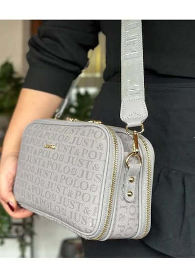 Just Polo Kadın Günlük Kullanıma Uygun Baskılı Ayarlanabilir Askılı Şık Omuz Çantası Ebat: 26 X 16 Cm Gri 78839733