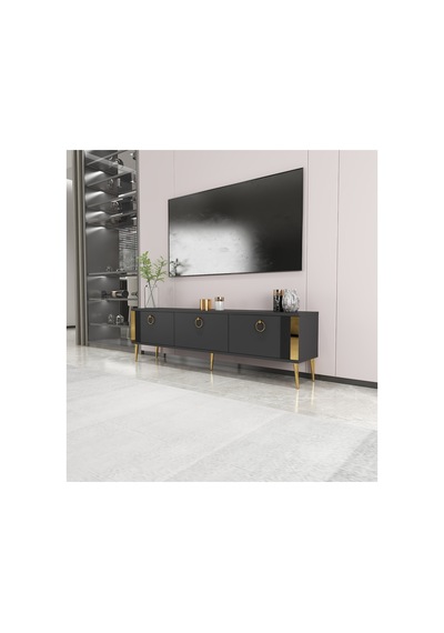 Terra 150 Cm Tv Ünitesi Tv Sehpası Antrasit-altın Antrasit-altın