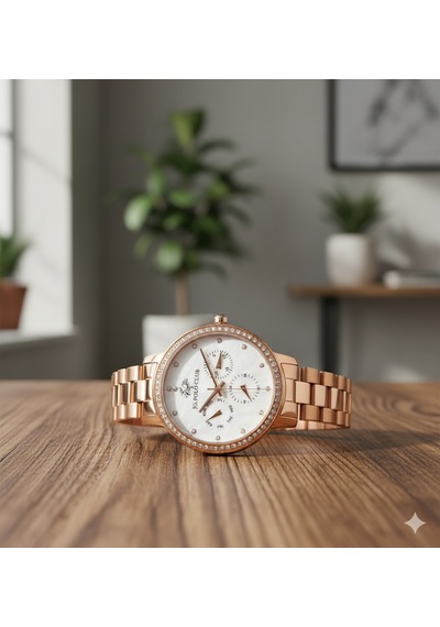 Jg. Polo Club Kadın Kol Saati Rose Gold Renk, Beyaz Kadran - Şık Metal Kordon, 2 Yıl Garantili Rose Gold