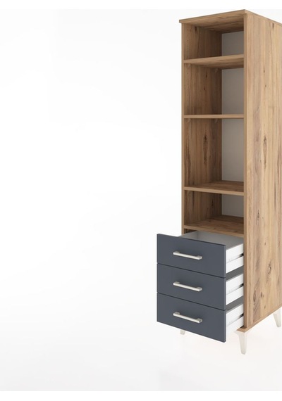Hyperion Dolap 4 Raflı 3 Çekmeceli 44x44x182 Çam-antrasit Çam
