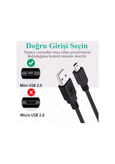 USB 2.0 Erkek - Mini USB 2.0 Erkek Veri-Şarj Kablosu 1.5 M