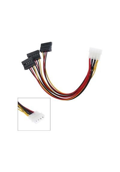 1x IDE MOLEX 4 Pin M To 3x SATA Power 15 Pin F HDD Güç Kablosu