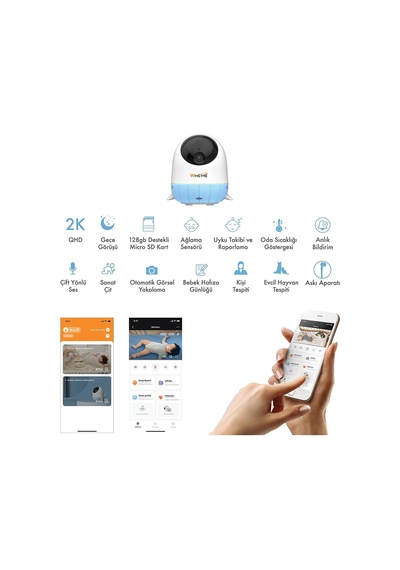 Ayt Whome Yapay Zeka Desteli 360 Derece Dönebilen Gece Görüşlü Mavi Wifi İp Bebek Güvenlik Kamerası Kart Destekli