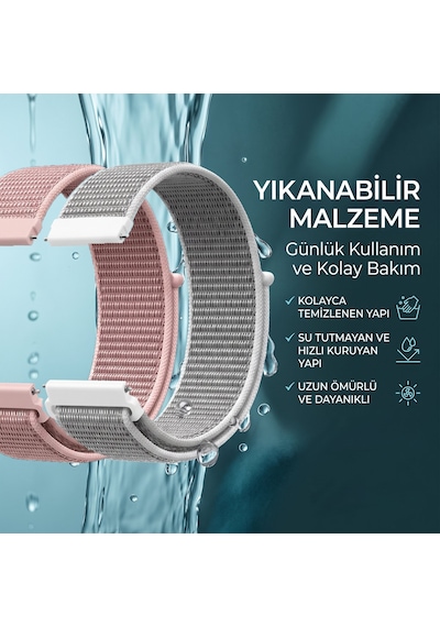 Caseonn Xiaomi Mi Watch Kordon Hasır Kumaş Nylon Kayış Rose Pink