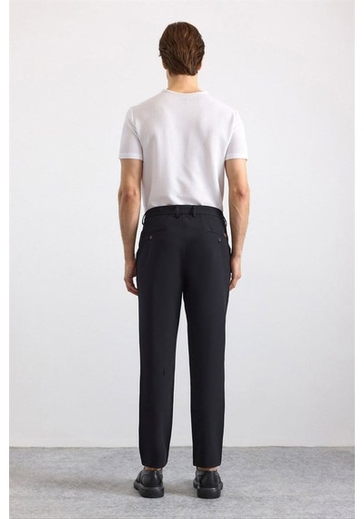 Süvari Siyah Slim Düz Pike Kemerli Yıkamalı Jogger Pantolon Spn2020500008-s09