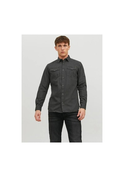 Jack & Jones Jack&jones 12138115 Jjesherıdan Shırt L/s Black Denım Erkek Gömlek Siyah