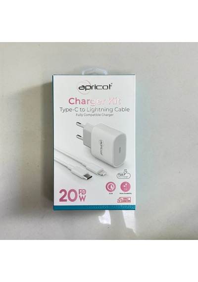 Apricot Type-c Ve Lightning Uçlu Şarj Kablosu Ve Adaptörü