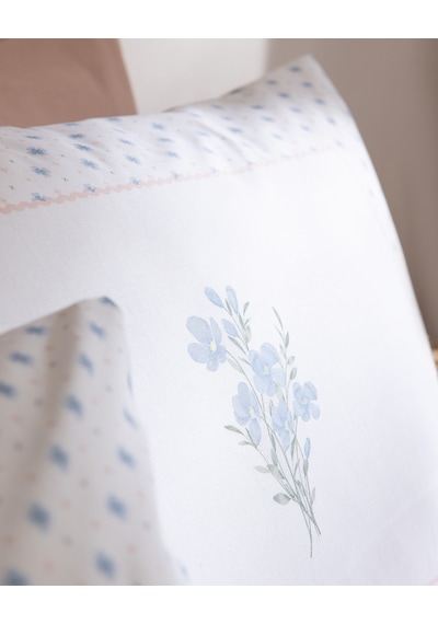 Madame Coco Georgette Tek Kişilik %100 Pamuk Karde Baskılı Çarşaflı Pike Takımı - Mavi/pembe 8684427310748 Çok Renkli