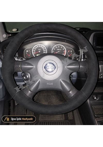 Nissan Primera P12 Dikme Direksiyon Kılıfı Alcantara Süet Monza Black Tekna-visia-tuşlu 2002-2007 Siyah