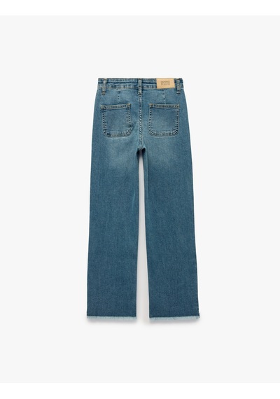 Koton Pamuklu Yüksek Bel Cepli Denim Pantolon Orta İndigo 7wkg40008ad