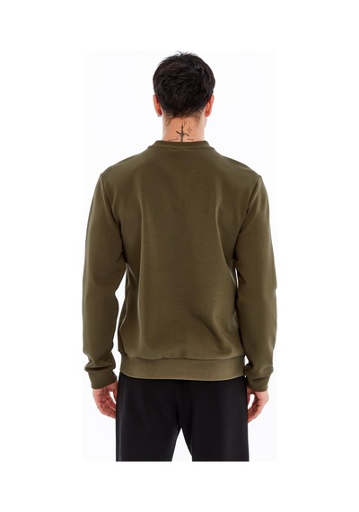AR-MA Arma Erkek Slim Fit Sweatshirt Yazı Baskılı, Scuba Interlok, Bisiklet Yaka, Basic K30124685502 Haki
