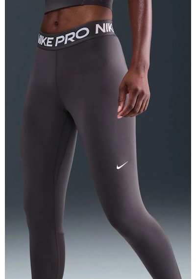 Nike Pro 365 Dri Fit Training Legging Tight Fit Thunder Grey White Kadın File Panelli Spor Tayt Füme