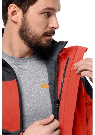 Jack Wolfskin Taubenberg 3ın1 Erkek Su Geçirmez Outdoor Mont Kırmızı