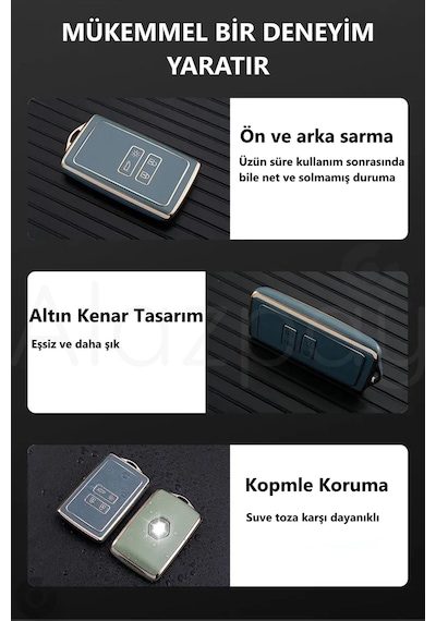 Renault Clio 5 Megane E-tech Austral Koleos Kadjar Captur Zoe Anahtar Kılıfı Siyah Gold - 1 Adet
