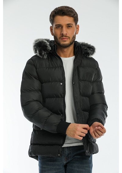 Slazenger  Harshal In Erkek Kapüşonlu Şişme Siyah Mont & Kaban