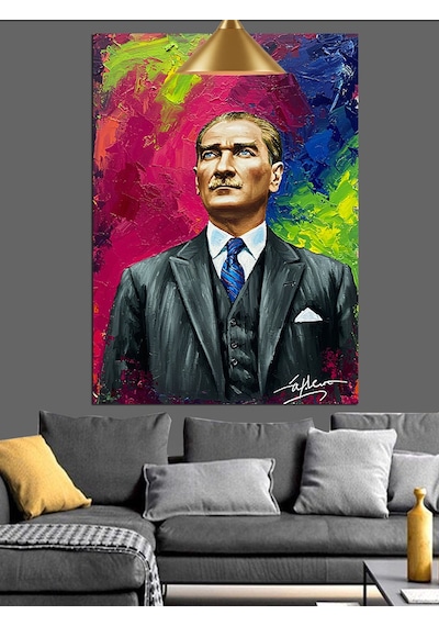 Modern Mustafa Kemal Atatürk Portresi Dekoratif Kanvas - Mdf Ahşap Tablo