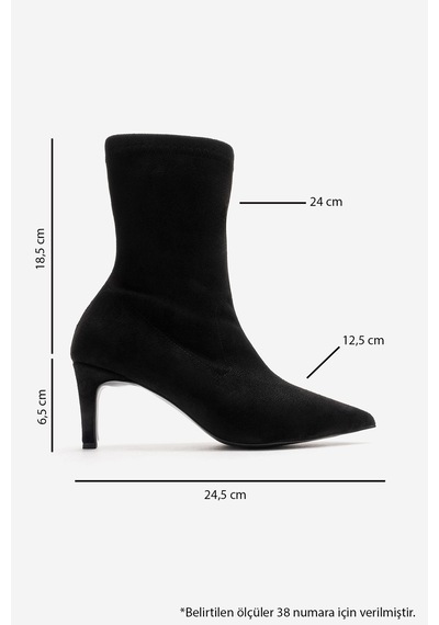 Luvishoes Rossano Siyah Süet Kadın İnce Topuklu Bot Siyah Süet