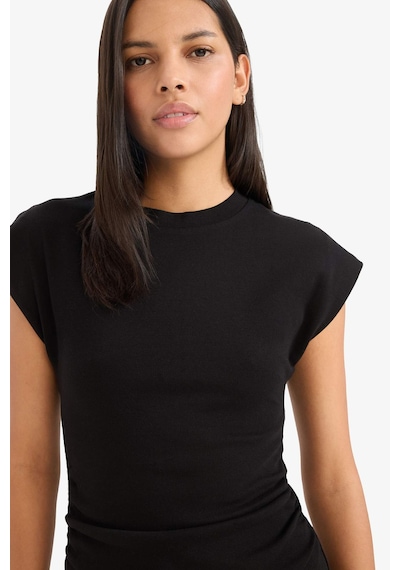 Defacto Bodycon Vücudu Saran Basıc Ribana Mini Elbise C4513AX24SP Siyah