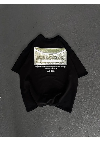 Assema Erkek Baskılı T-shirt Kısa Kol Bisiklet Yaka Regular Fit Rahat Kalıp Günlük Tişört - Siyah Çok Renkli