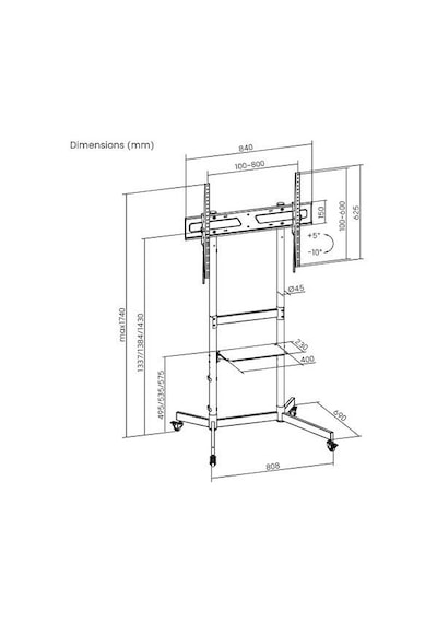 Vontech V1044ve 55-100'' Tekerlekli Ayaklı Lcd-led Tv Standı
