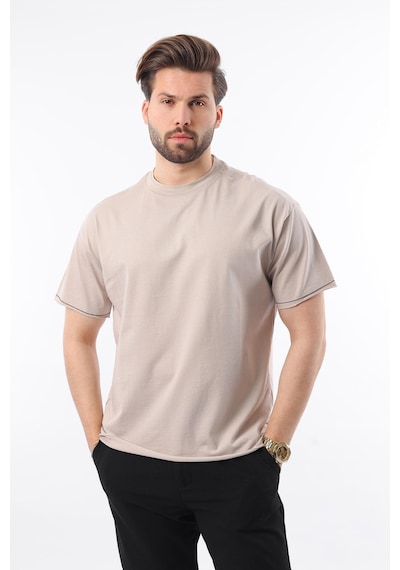 Madmext Madmext Bej Bisiklet Yaka Basic Erkek Tişört E7105 Bej