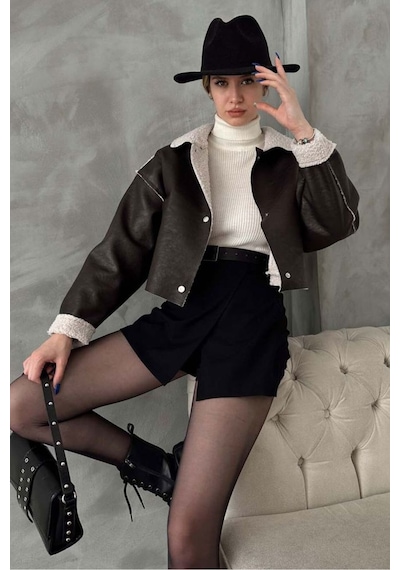Verymoda Nubuk Yakası Kürklü F1577 Kahve