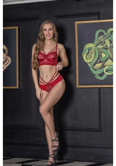 Mtm My The Mall Transparan Bralet String Takım Bordo Brf31632 Bordo