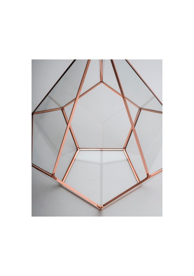 31x22x22cm Bakır Rose Gold Geometrik Teraryum Cam Fanus Takı Aksesuar Çikolata Kutusu Diğer