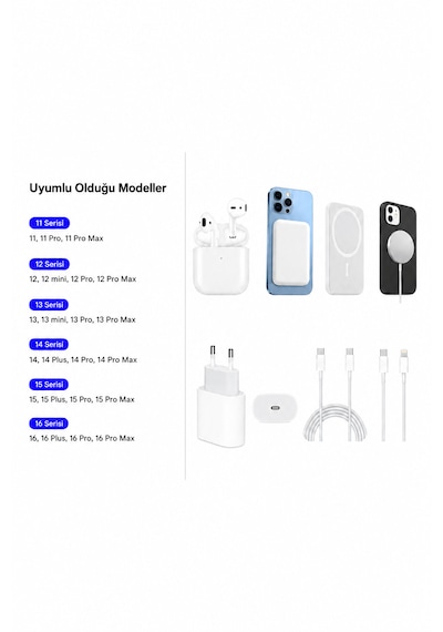 Sbz Apple iPhone Uyumlu Tam Takım Set 6 Parça - Bluetooth Kulaklık - Magsafe Powerbank - Magsafe Şarj Aleti - 35w Usb-c Hızlı Şarj Adaptörü - Usb-c To Lightning Ve Type-c To Type-c Hızlı Şarj Kablosu Sbz Apple iPhone Uyumlu Tam Takım Set 6 Parça - Bluetooth Kulaklık - Magsafe Powerbank - Magsafe Şarj Aleti - 35w Usb-c Hızlı Şarj Adaptörü - Usb-c To Lightning Ve Type-c To Type-c Hızlı Şarj Kablosu