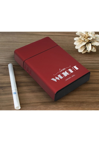 Bk Gift Kişiye Özel İsimli Tarihli Kırmızı Metal Sigara Tabakası 12