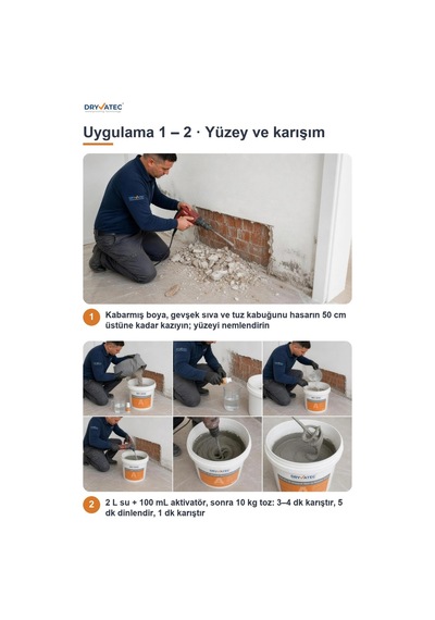 Dryvatec Hydrofix Rutubet Sıvası 10 Kg Duvar Nem Ve Rutubet Önleyici Sıva, Küf Çözümü