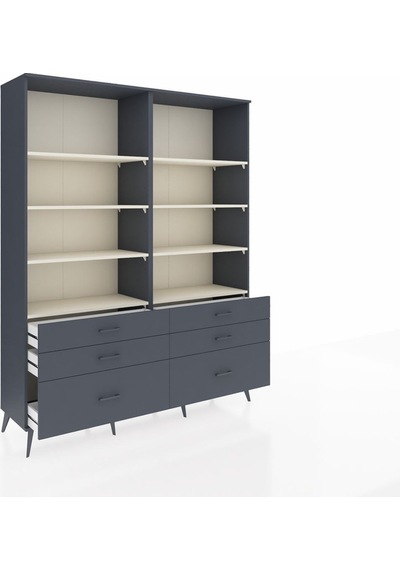 Hyperion Gardrop 8 Raflı 6 Çekmeceli 176x44x221 Antrasit-aytaşı/antrasit Beyaz Hyperion Gardrop 8 Raflı 6 Çekmeceli 176x44x221 Antrasit-aytaşı/antrasit Beyaz