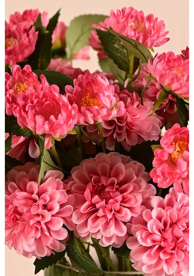 Pembe Yapay Dahlia Yıldız Çiçeği 2 Dallı Lüx İpeksi Dokulu 65 Cm