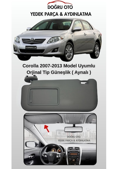 Toyota Corolla Sol Güneşlik  Tip Gri Elektirkli Aynalı 2007-2013