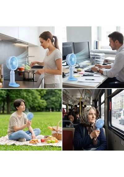 3 Kademeli Masaüstü Fan Telefon Tutuculu Özellikli Standlı Elde Taşınabilir Mini Fan Ekl29