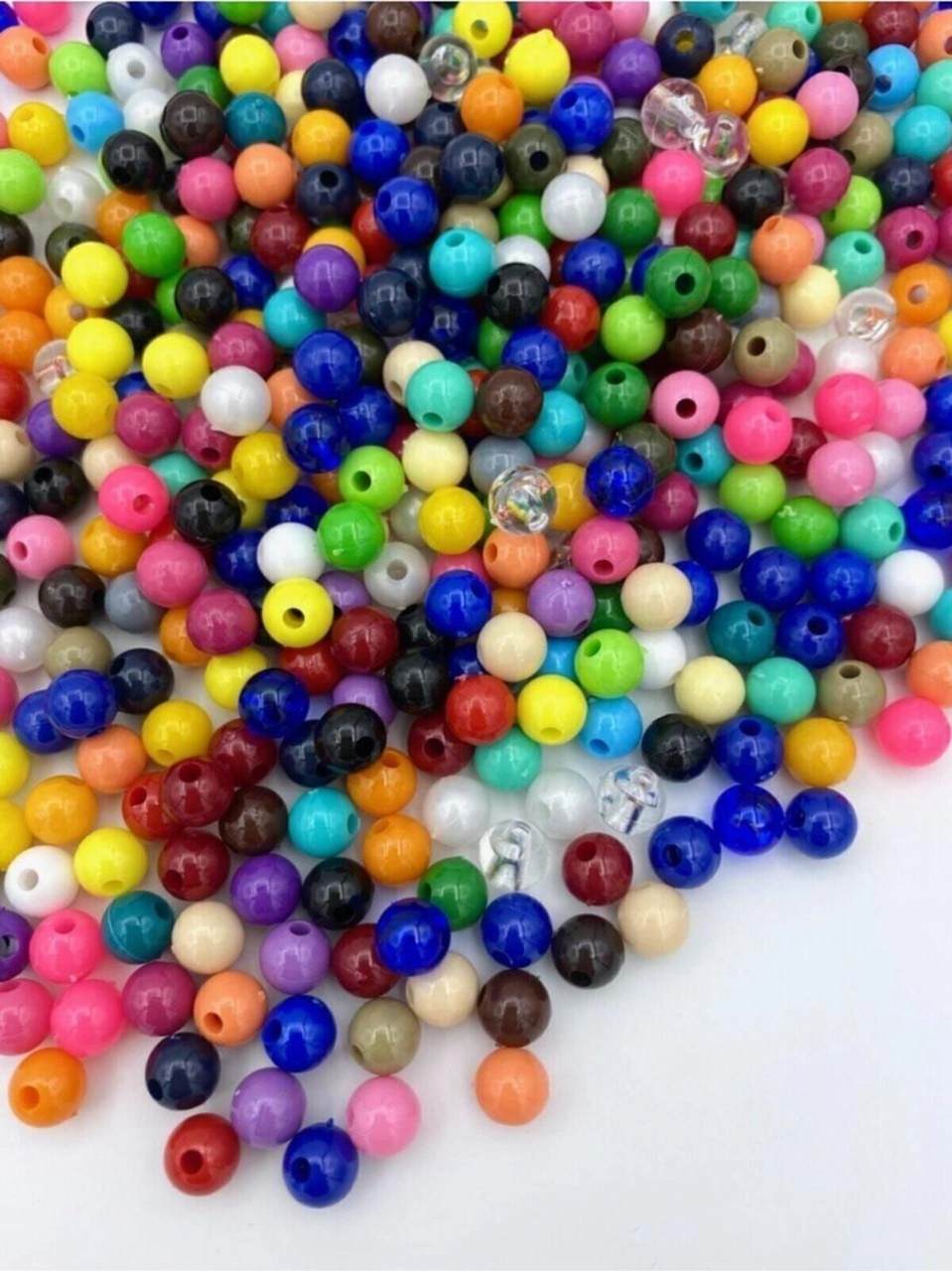 8mm Karışık Renkli Plastik Boncuk 100gr, 370 Adet Boncuk