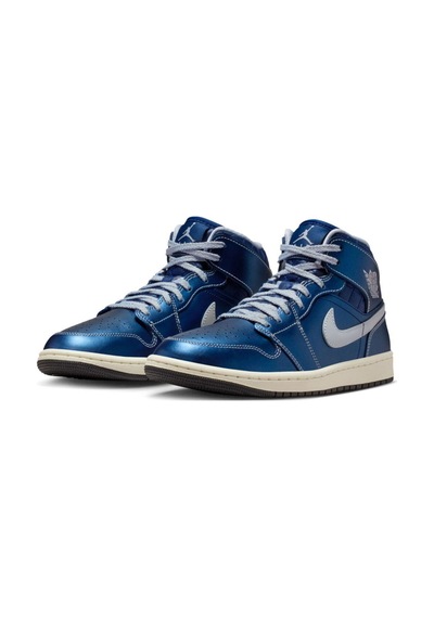 Nike Air Jordan 1 Mid Se 'metallic Blue'basketbol Ayakkabısı Lacivert