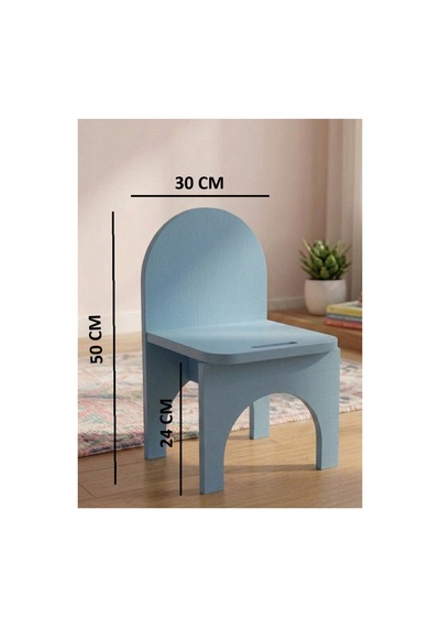Montessori Mdf Çocuk Sandalyesi, Modern Tasarım, Güvenli Ve Dayanıklı Ahşap Çocuk Sandalyesi Mavi