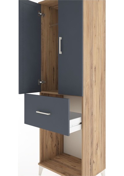 Hyperion Dolap Tek Raflı Tek Çekmeceli Tek Askılı 60x44x195 Ç... Çam