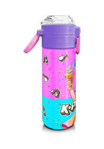 Coral High Kids Pembe Turkuaz K-pop Desenli Pipetli Ve Direkt İçim Çelik Termos 500 Ml 31865 Turkuaz - Mavi