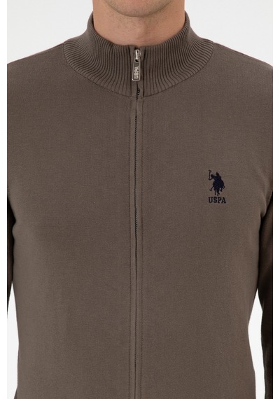 U.S. Polo Assn. Erkek Slim Fit Vizon Triko Hırka 50313684-VR052