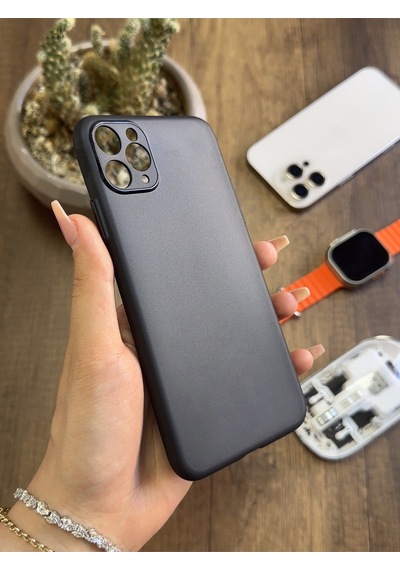 Apple iPhone 12 Pro Max Uyumlu Süper İnce Mat Ultra Thin Silikon Kılıf Siyah